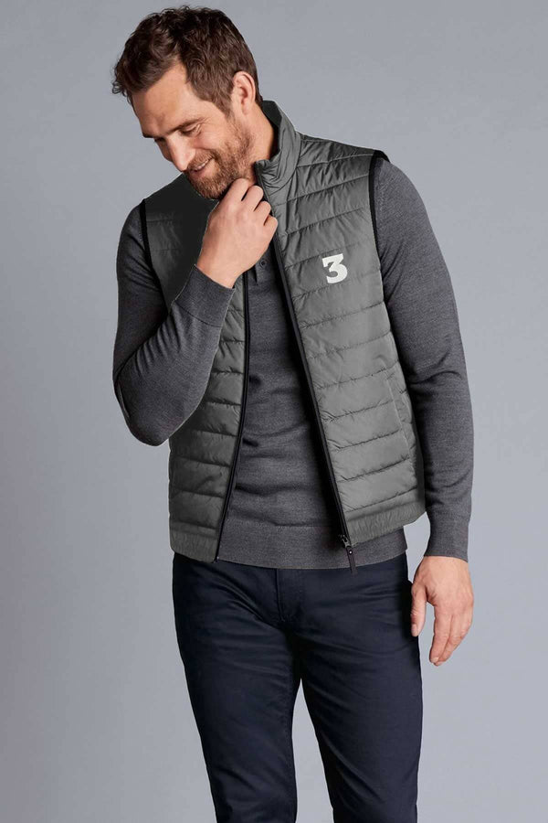 Elo The Burnt Soul Men's 3 Embroidered Sleeveless Puffer Gilet Graphite