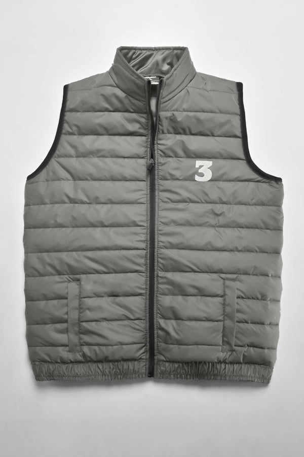 Elo The Burnt Soul Men's 3 Embroidered Sleeveless Puffer Gilet Graphite
