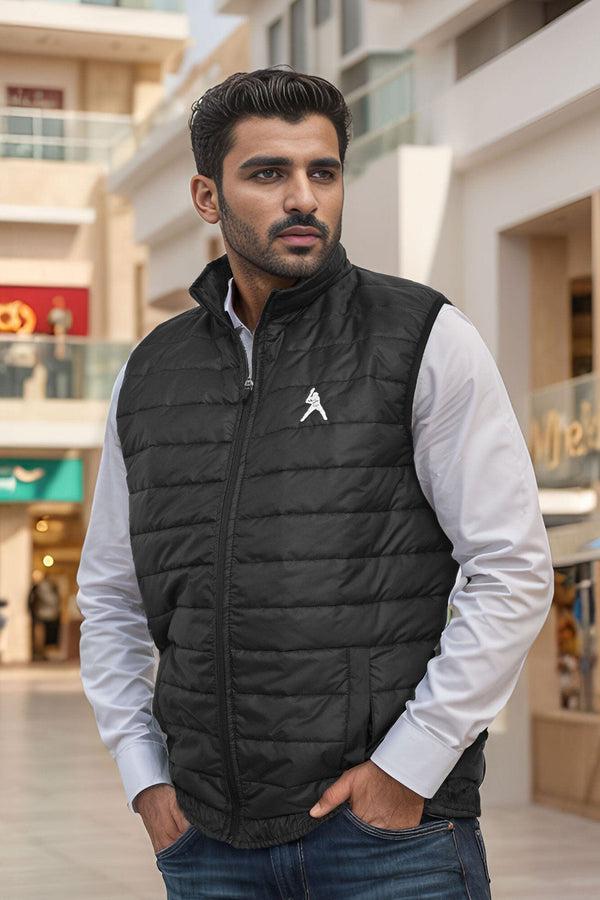 Elo The Burnt Soul Men's Baseball Embroidered Sleeveless Puffer Gilet Black Baseball