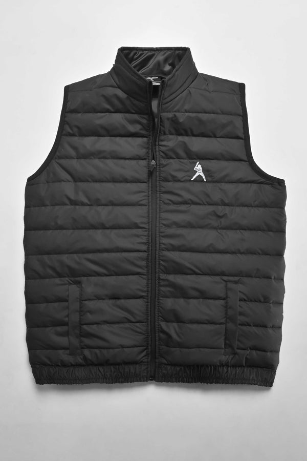 Elo The Burnt Soul Men's Baseball Embroidered Sleeveless Puffer Gilet Black Baseball
