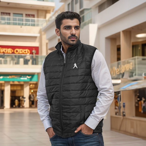 elo The Burnt Soul Men's Baseball Embroidered Sleeveless Puffer Gilet Black Baseball