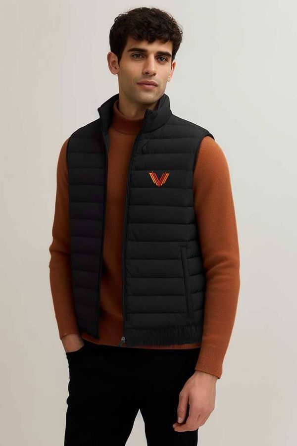 Elo The Burnt Soul Men's Bristol Embroidered Sleeveless Puffer Gilet Black