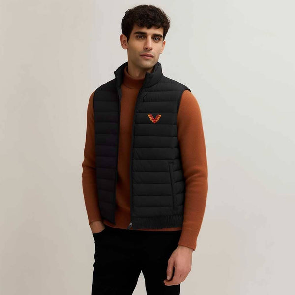 elo The Burnt Soul Men's Bristol Embroidered Sleeveless Puffer Gilet Black