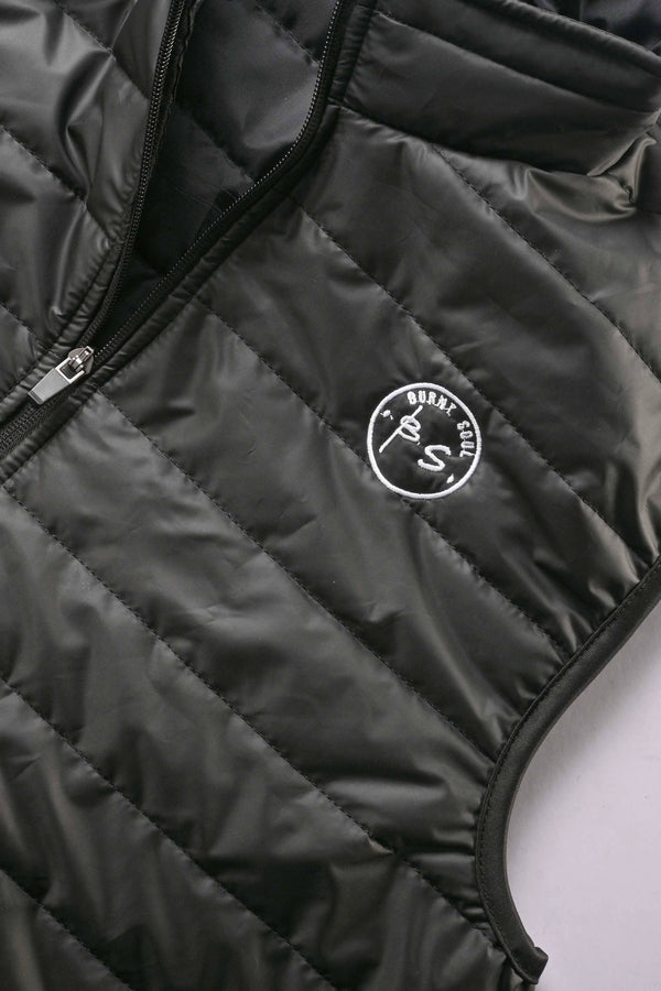 Elo The Burnt Soul Men's Logo Embroidered Mendoza Sleeveless Puffer Gilet Black