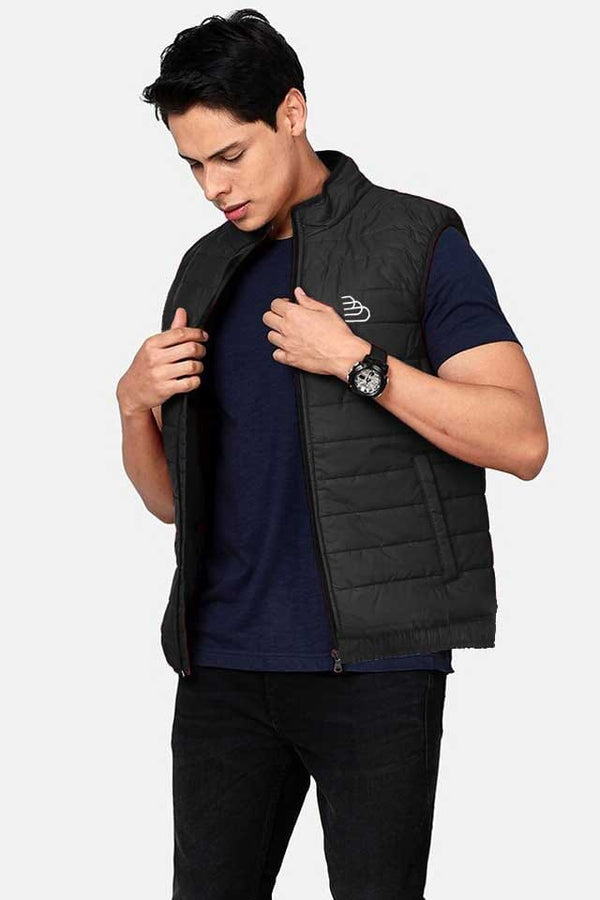 Elo The Burnt Soul Men's Logo Embroidered Sleeveless Madrid Puffer Gilet Black