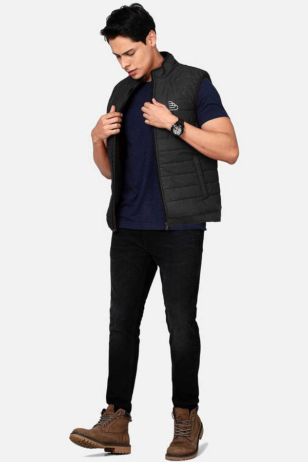 Elo The Burnt Soul Men's Logo Embroidered Sleeveless Madrid Puffer Gilet Black