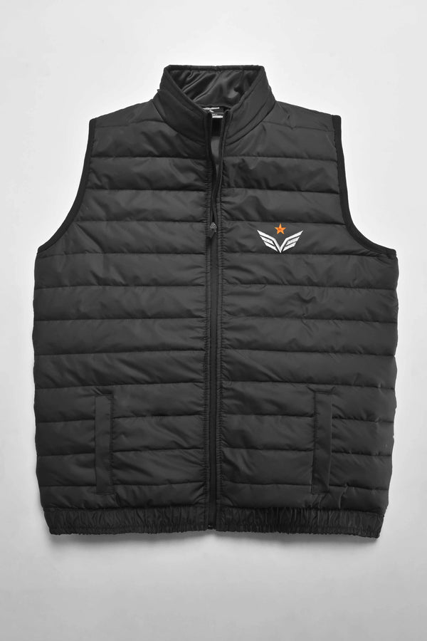 Elo The Burnt Soul Men's Star Embroidered Sleeveless Puffer Gilet Black