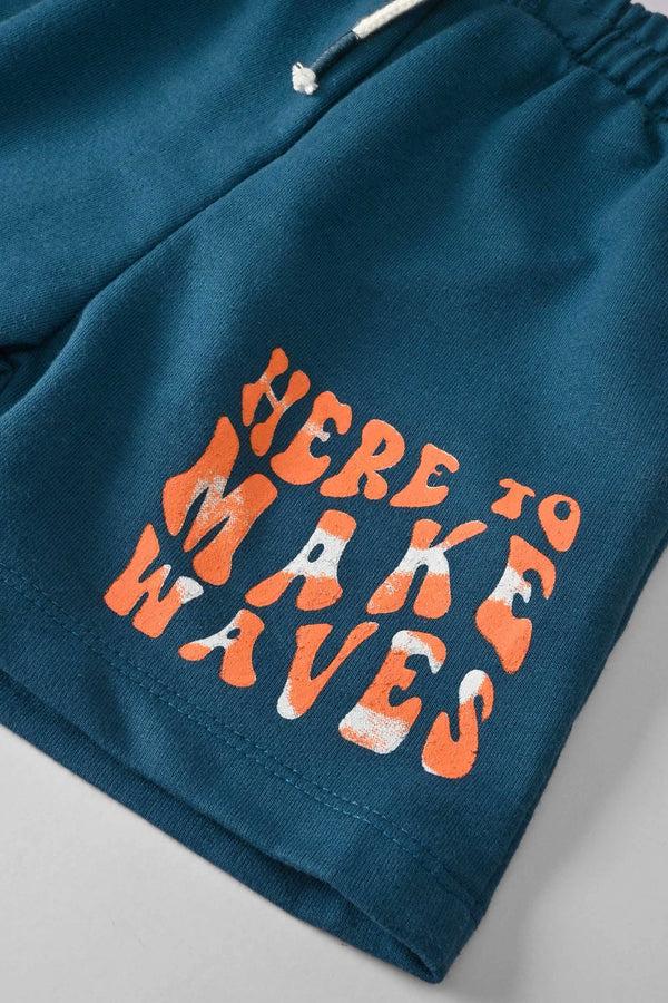 Elo Tiny Teen Baby Kid's Here To Make Waves Printed Shorts Zinc