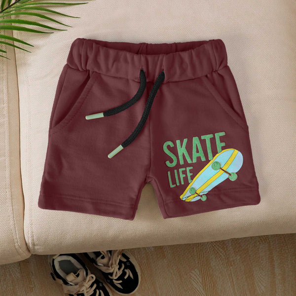 elo Tiny Teen Baby Kid's Skate Life Printed Shorts Burgundy