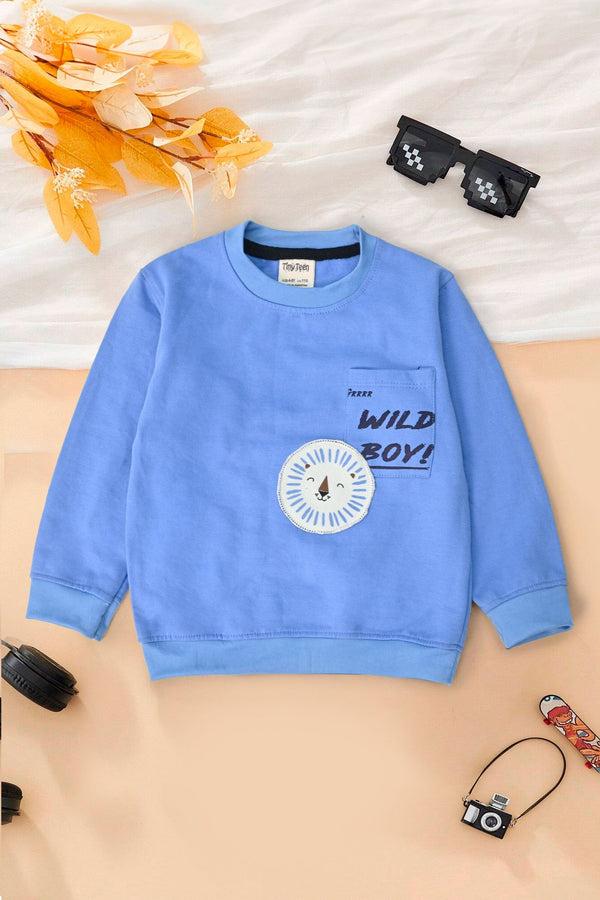 Elo Tiny Teen Boy's Wild Boy Printed Fleece Sweat Shirt Orange
