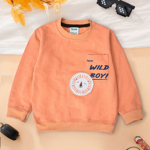 elo Tiny Teen Boy's Wild Boy Printed Fleece Sweat Shirt Orange