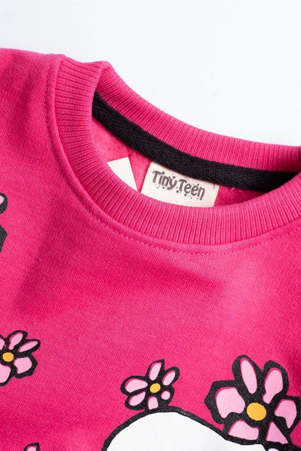 Elo Tiny Teen Girl's Snoopy Printed Fleece Sweat Shirt Pink