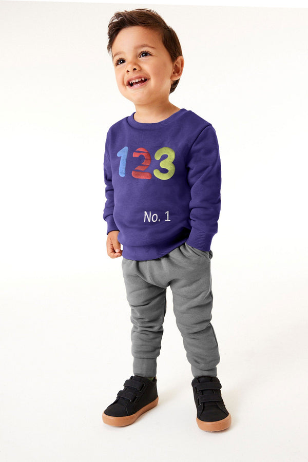 Elo Tiny Teen Kid's 123 Printed Fleece Sweat Shirt Cream