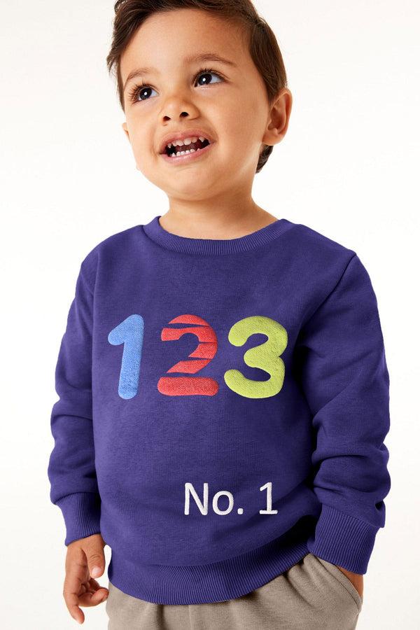 Elo Tiny Teen Kid's 123 Printed Fleece Sweat Shirt Cream