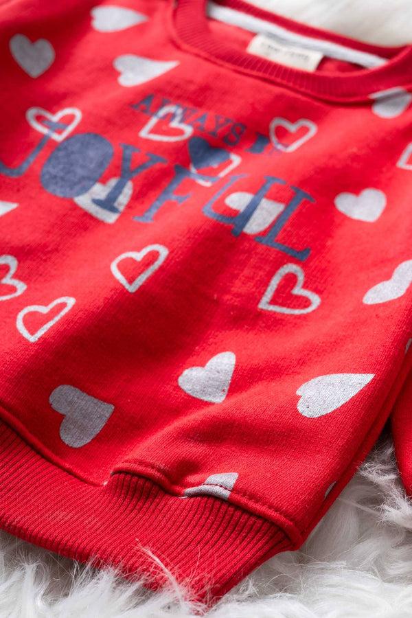 Elo Tiny Teen Kid's Always Be Joyful Fleece Sweat Shirt Red