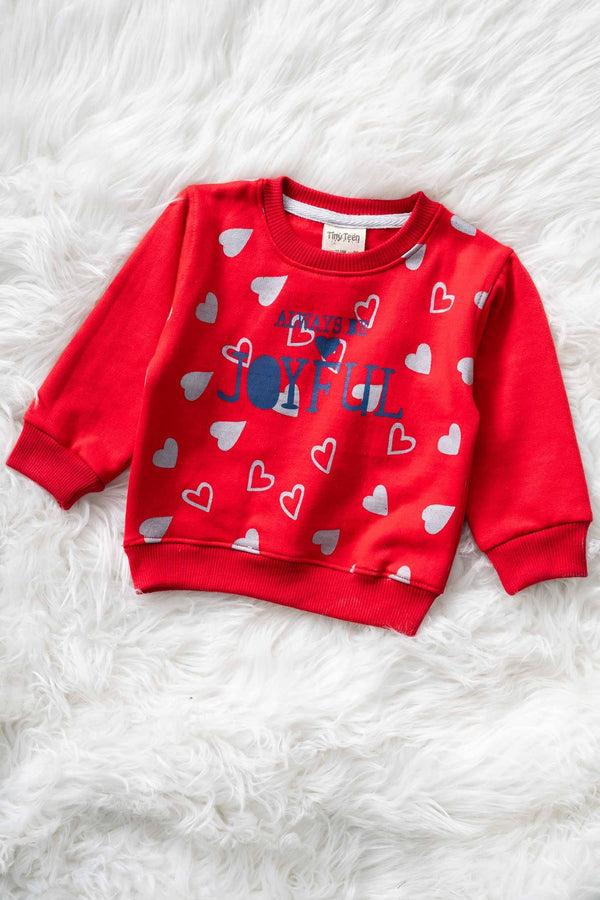 elo Tiny Teen Kid's Always Be Joyful Fleece Sweat Shirt Red