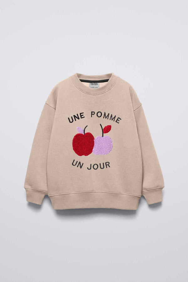 elo Tiny Teen Kid's Apple Applique Fleece Sweat Shirt Skin