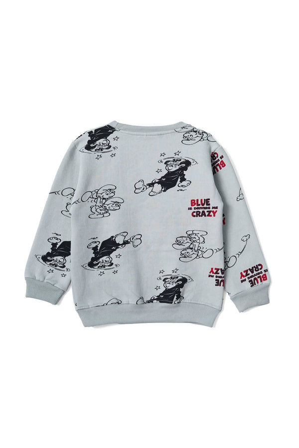 Elo Tiny Teen Kid's Blue Is Driving Me Crazy Printed Sweatshirt Grey