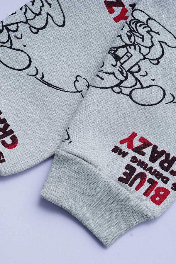 Elo Tiny Teen Kid's Blue Is Driving Me Crazy Printed Sweatshirt Grey