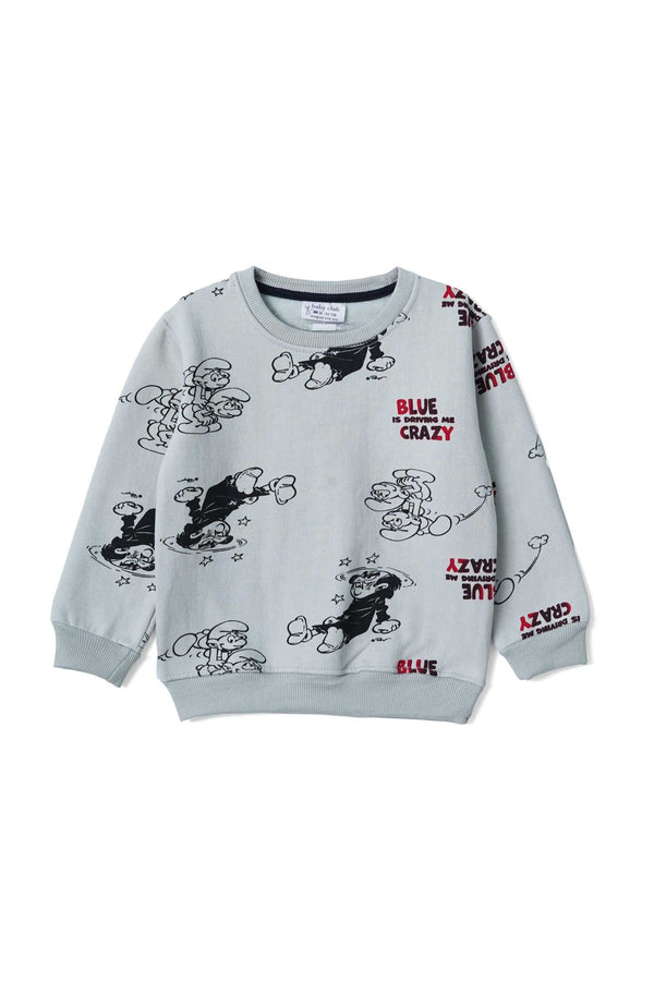 elo Tiny Teen Kid's Blue Is Driving Me Crazy Printed Sweatshirt Grey