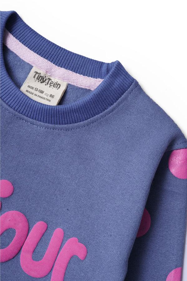 Elo Tiny Teen Kid's Bonjour High Density Printed Sweat Shirt Powder Blue