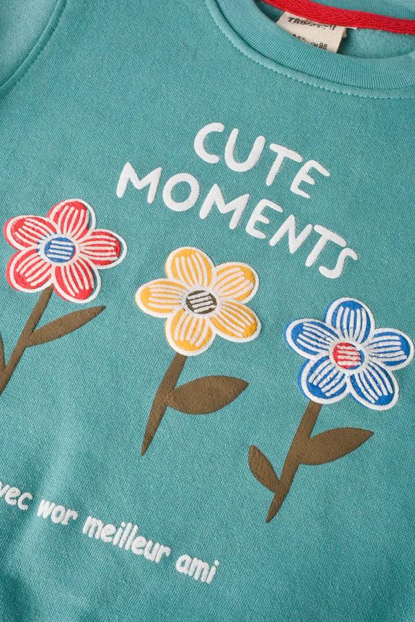 Elo Tiny Teen Kid's Cute Moments Printed Fleece Sweat Shirt Light Teal