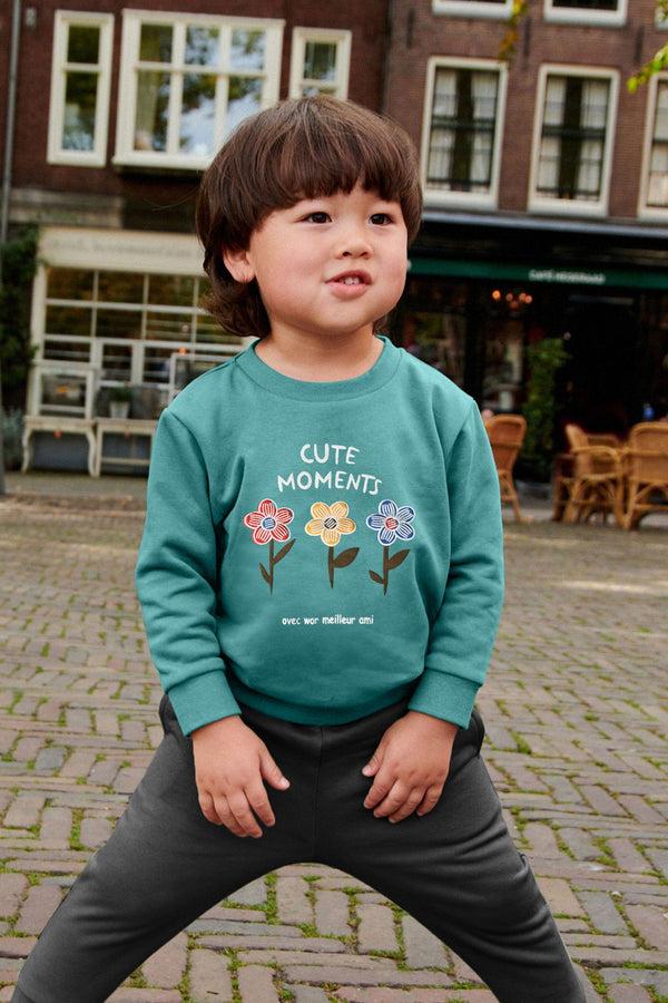 elo Tiny Teen Kid's Cute Moments Printed Fleece Sweat Shirt Light Teal