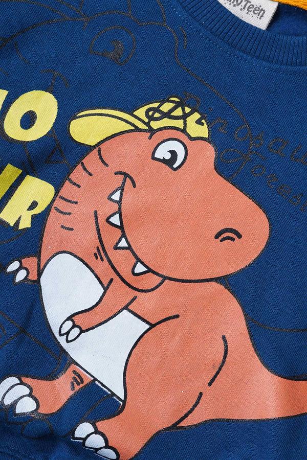 Elo Tiny Teen Kid's Dinosaur Printed Sweat Shirt Navy