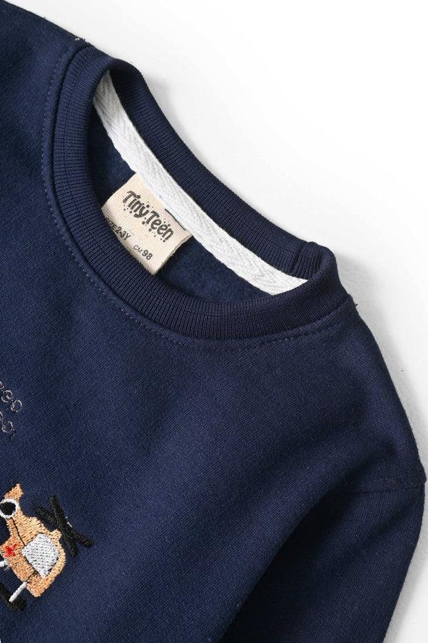 Elo Tiny Teen Kid's Embroidered Fleece Sweat Shirt Powder Blue