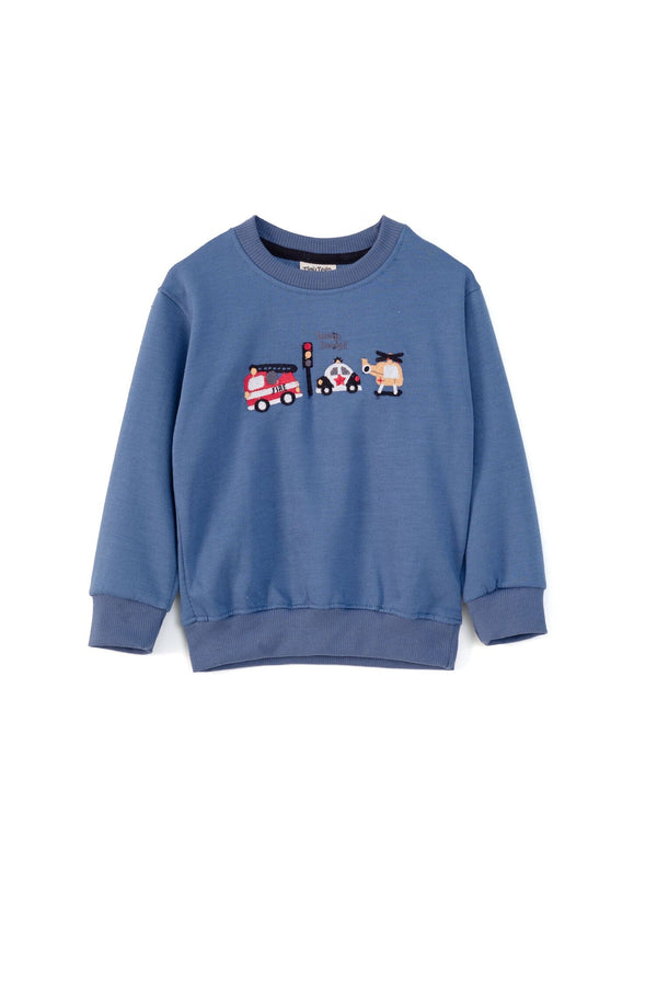 elo Tiny Teen Kid's Embroidered Fleece Sweat Shirt Powder Blue