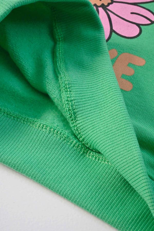 Elo Tiny Teen Kid's Flowers & Love Printed Fleece Sweat Shirt Green