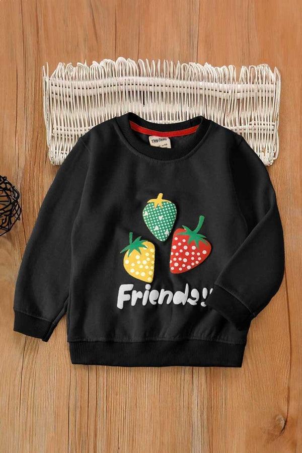 elo Tiny Teen Kid's Friends Printed Fleece Minor Fault Sweat Shirt Black