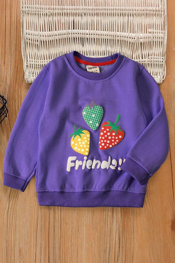 elo Tiny Teen Kid's Friends Printed Fleece Sweat Shirt Purple