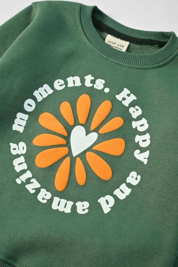 Elo Tiny Teen Kid's Happy & Amazing Moments Printed Fleece Sweat Shirt Mint Green