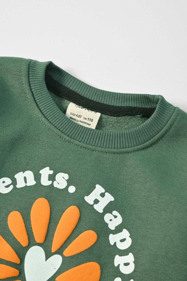 Elo Tiny Teen Kid's Happy & Amazing Moments Printed Fleece Sweat Shirt Mint Green