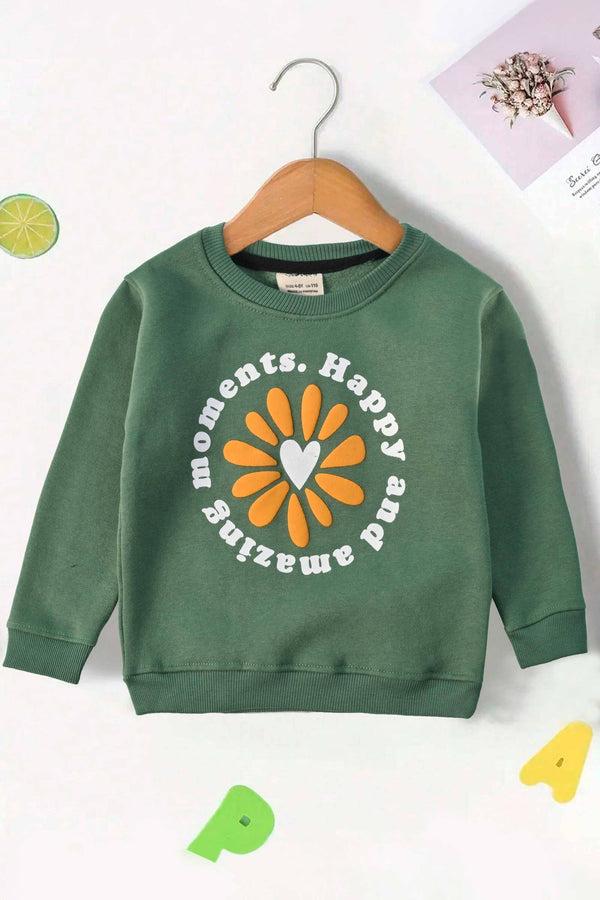 elo Tiny Teen Kid's Happy & Amazing Moments Printed Fleece Sweat Shirt Mint Green