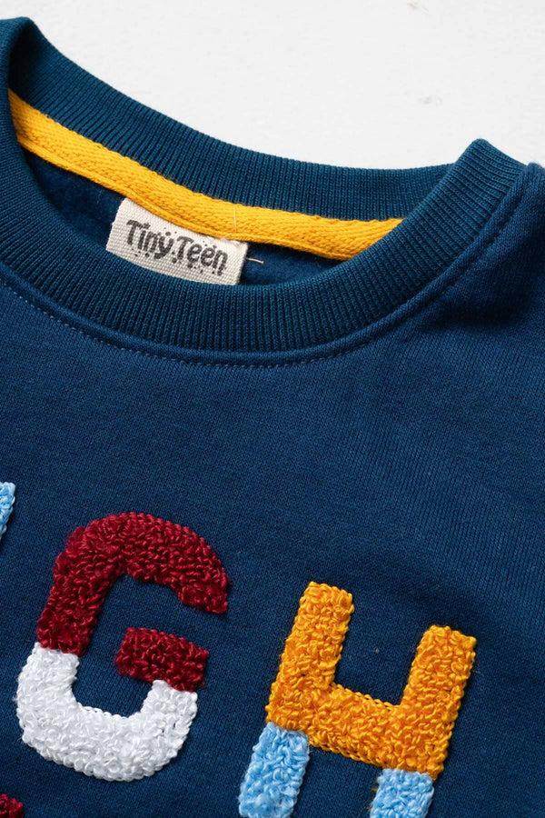 Elo Tiny Teen Kid's High Five Applique Sweat Shirt Navy