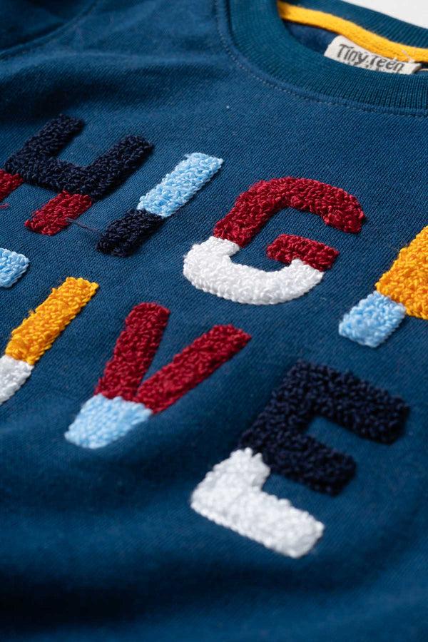 Elo Tiny Teen Kid's High Five Applique Sweat Shirt Navy