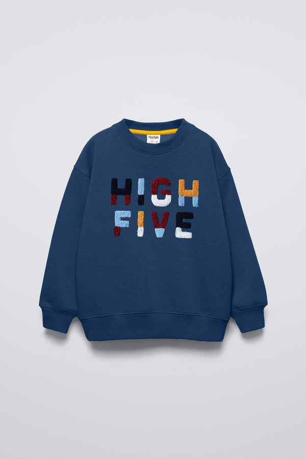 elo Tiny Teen Kid's High Five Applique Sweat Shirt Navy
