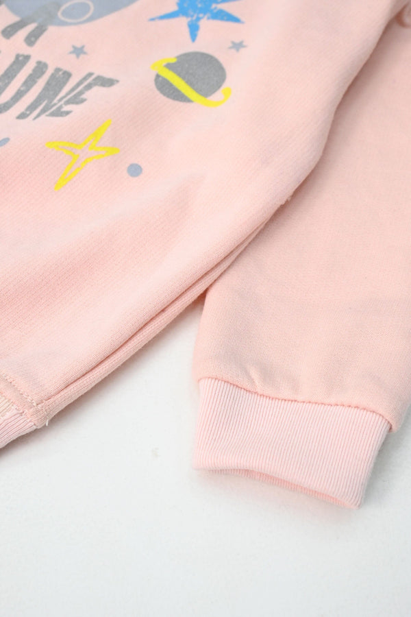 Elo Tiny Teen Kid's Lune Printed Fleece Sweat Shirt Pink