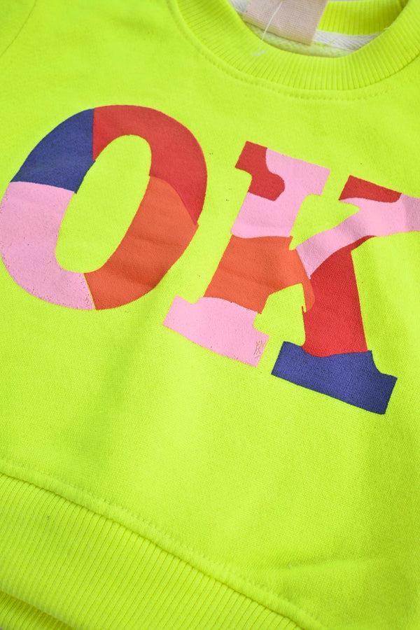 Elo Tiny Teen Kid's OK Printed Fleece Sweat Shirt Lime