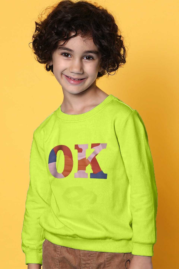 elo Tiny Teen Kid's OK Printed Fleece Sweat Shirt Lime