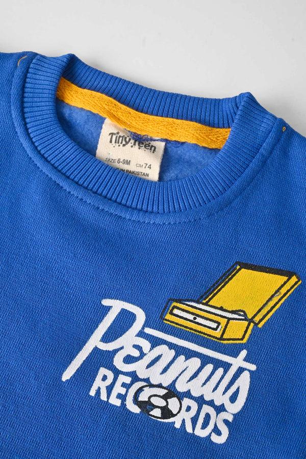 Elo Tiny Teen Kid's Peanuts Records Printed Fleece Sweat Shirt Royal