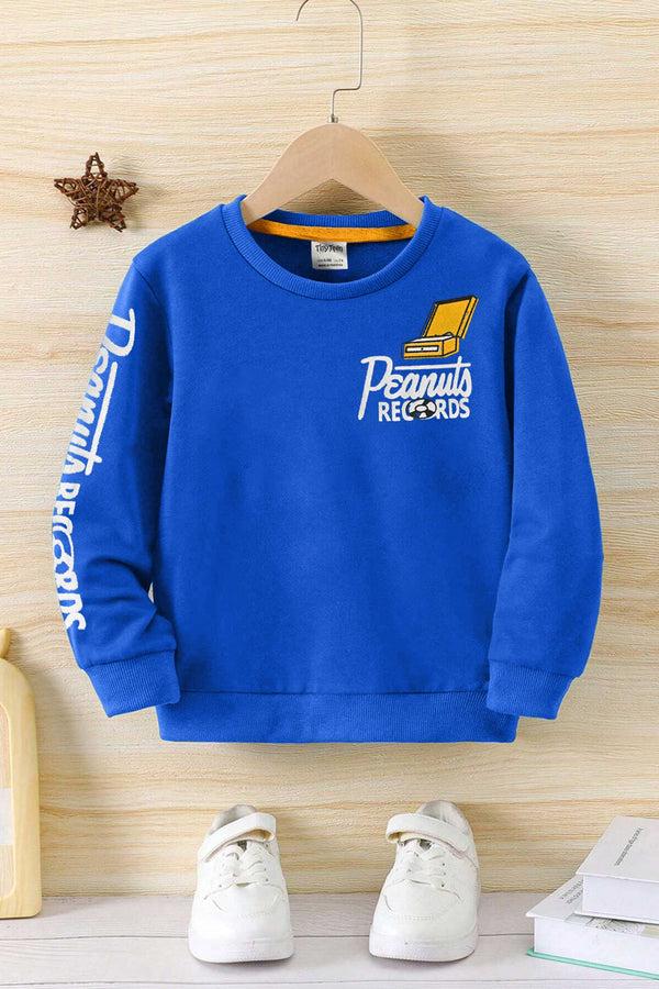 elo Tiny Teen Kid's Peanuts Records Printed Fleece Sweat Shirt Royal