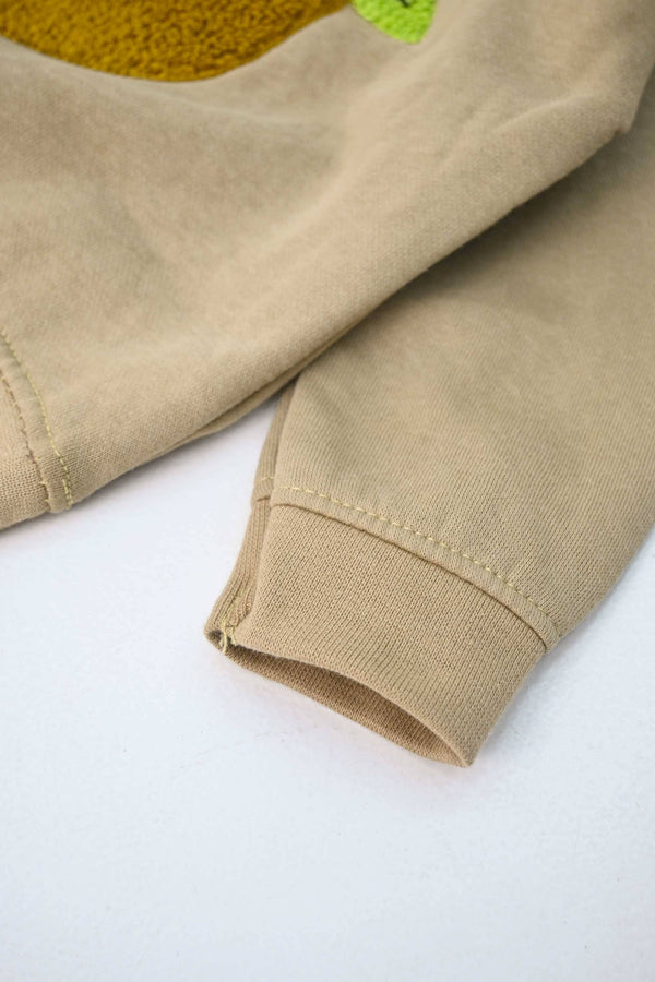 Elo Tiny Teen Kid's Pear Applique Fleece Sweat Shirt Brown