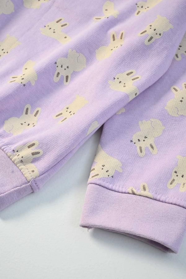 Elo Tiny Teen Kid's Rabbits Printed Fleece Sweat Shirt Lilac