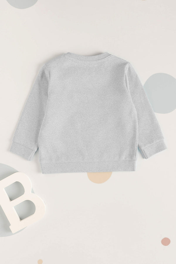 Elo Tiny Teen Kid's Rainbow Applique Fleece Sweat Shirt Heather Grey