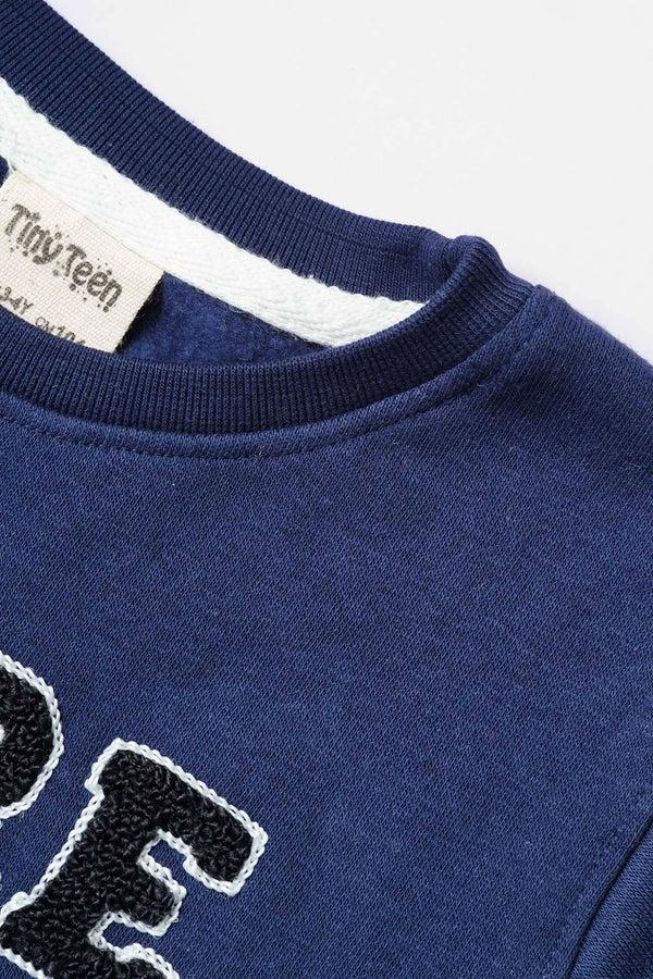 Elo Tiny Teen Kid's Score Applique Fleece Sweat Shirt Navy