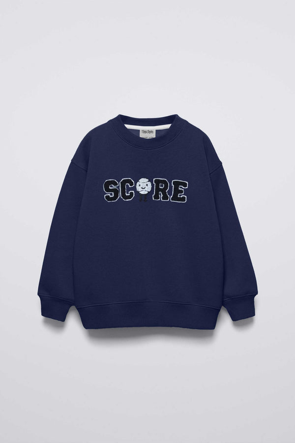 elo Tiny Teen Kid's Score Applique Fleece Sweat Shirt Navy