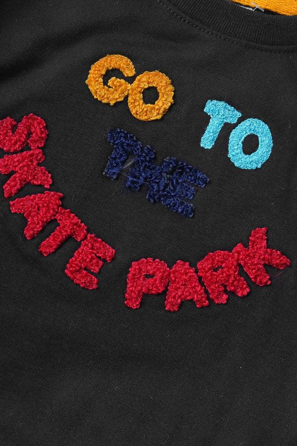 Elo Tiny Teen Kid's Skate Park Applique Sweat Shirt Black